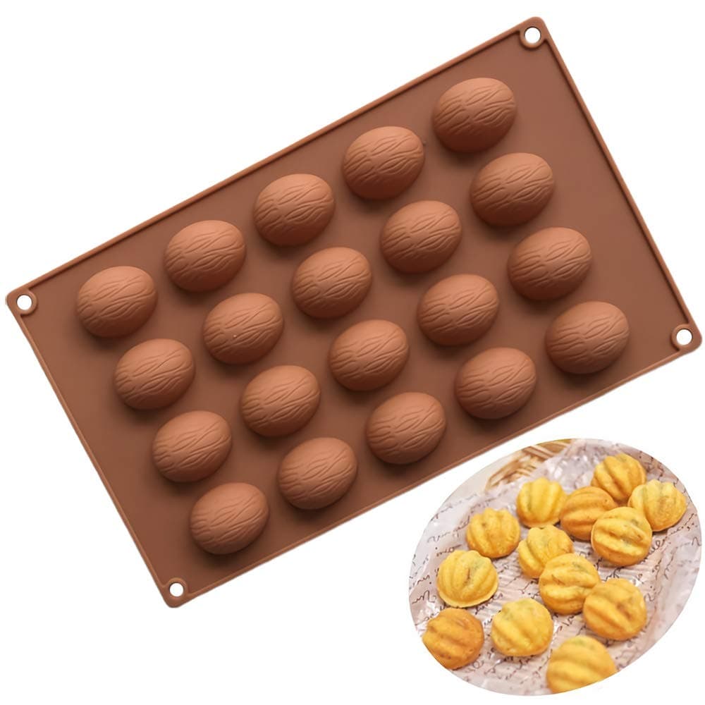 20 Cavity Walnut Silicone Chocolate Candy Mold Nuts Cookie Baking Pan Fat Bomb Gummy Mold Household DIY Cake Baking Tools Ice Cube Trays