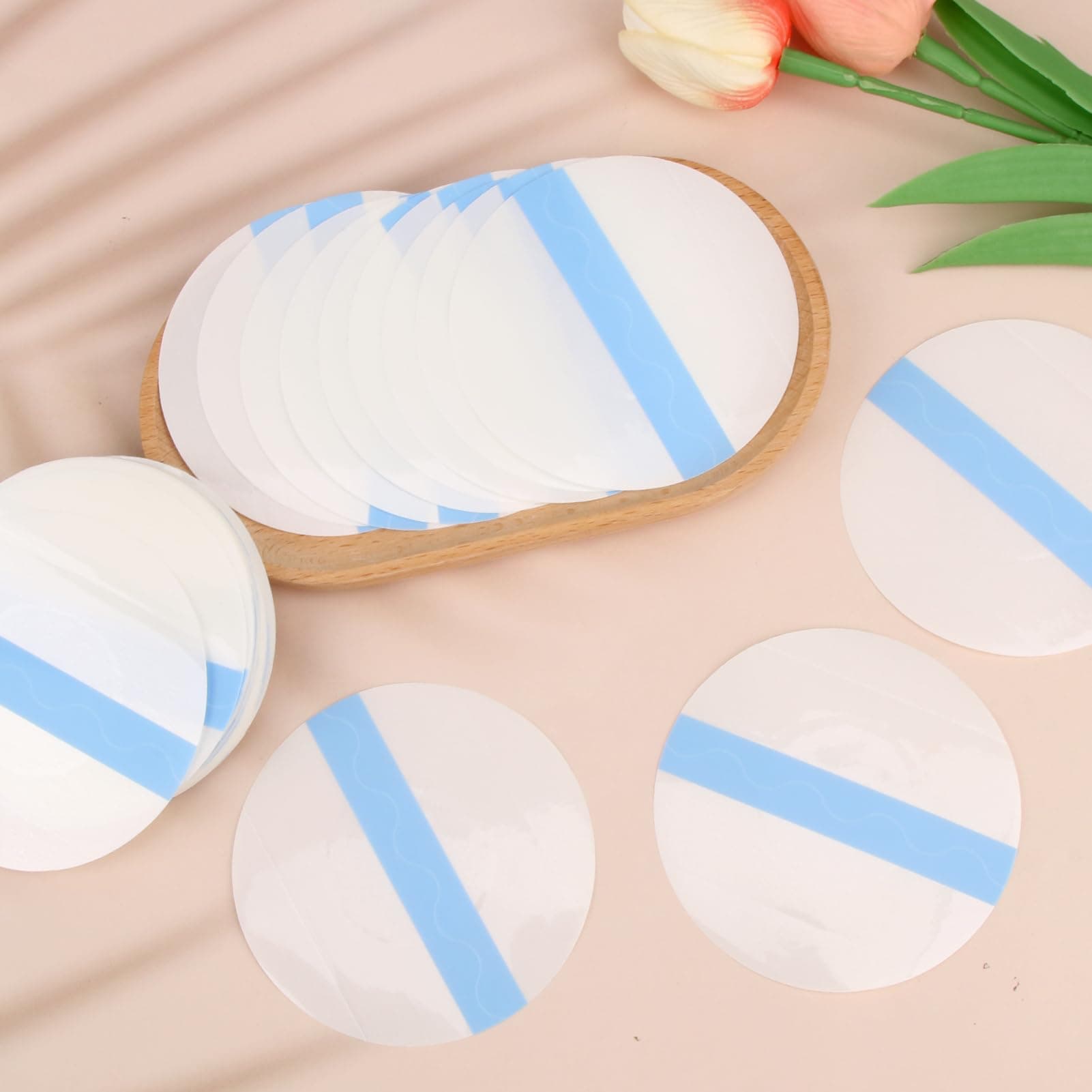 50 Pack Sensor Covers, Compatible With Freestyle Libre 1/2/3, Waterproof Adhesive Blue CGM Patches Transparent Breathable Glucose Monitor Protector On The Center Long Lasting Without Hole For Swimming