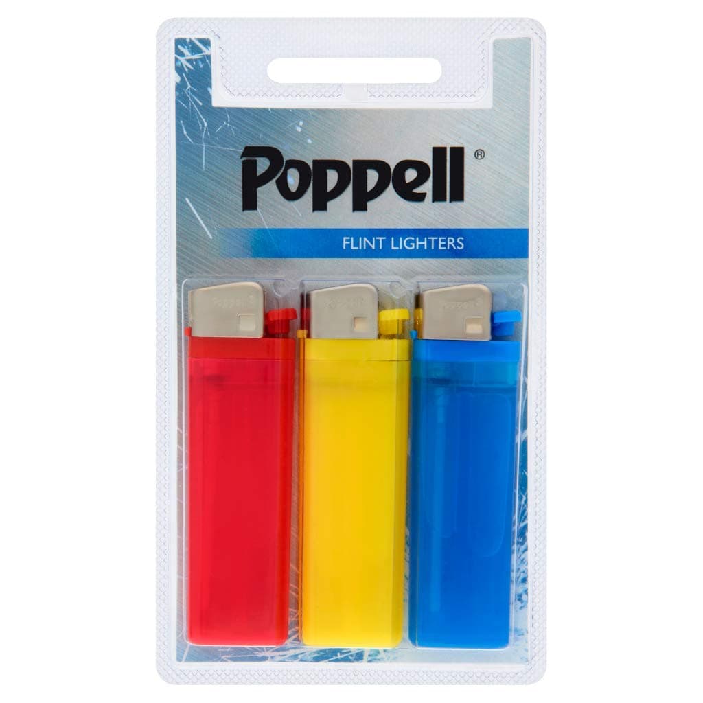Poppell Flint Lighters, 3 each