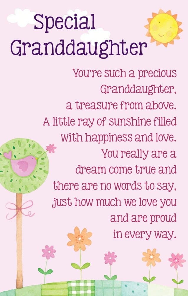 Special Granddaughter Keepsake Card & Envelope K152E