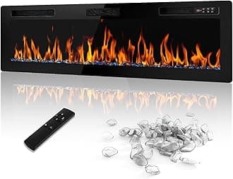 72 inch Electric Fireplace Recessed and Wall Mounted,750/1500W Fireplace Heater and Linear Fireplace with Timer,Remote Control,Adjustable Flame Color and Speed