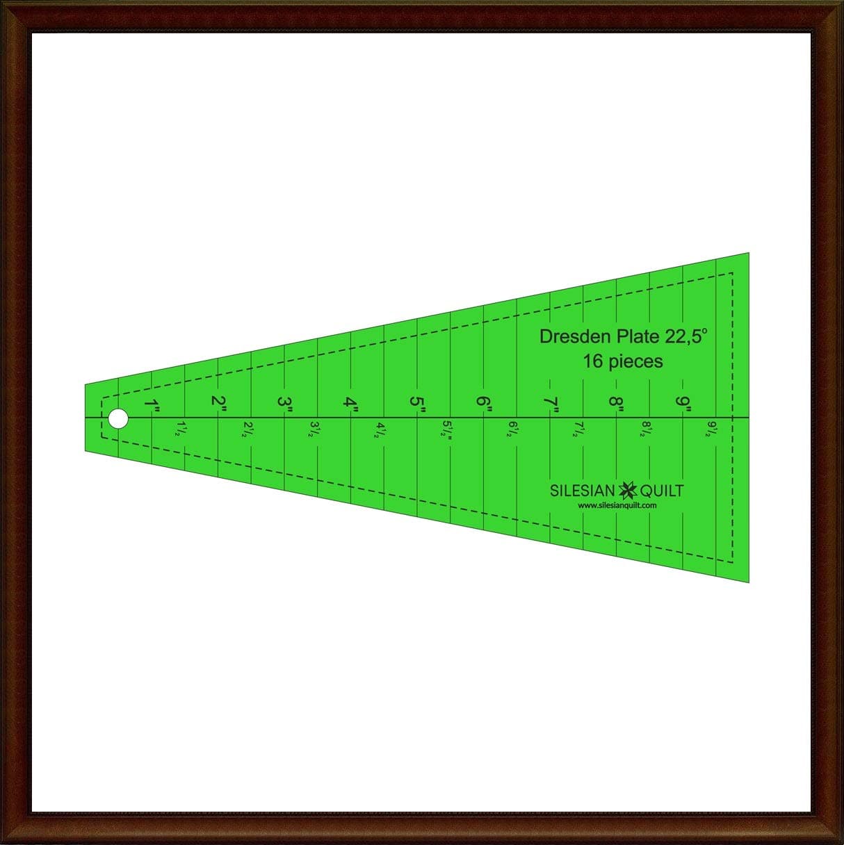Template for Patchwork Dresden Plate length 10 inches, 22.5 degrees, 16 pieces