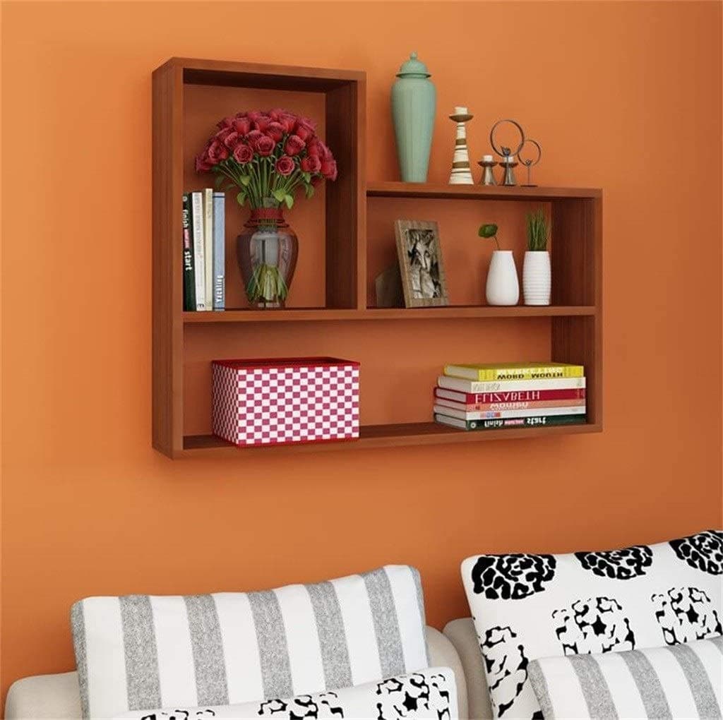 Skafa Engineered Wood Wall Decor Shelf Display Rack For Home, Wall Shelf For Kitchen Storage Boxes, Wall Mounted Wall Shelf Racks For Kitchen Storage (Brown) (Brown)