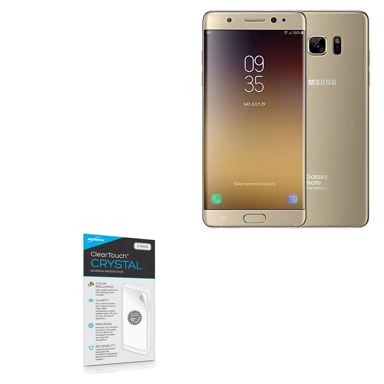 BoxWave Screen Protector Compatible with Samsung Galaxy Note FE (Screen Protector by BoxWave) - ClearTouch Crystal (2-Pack), HD Film Skin - Shields from Scratches for Samsung Galaxy Note FE