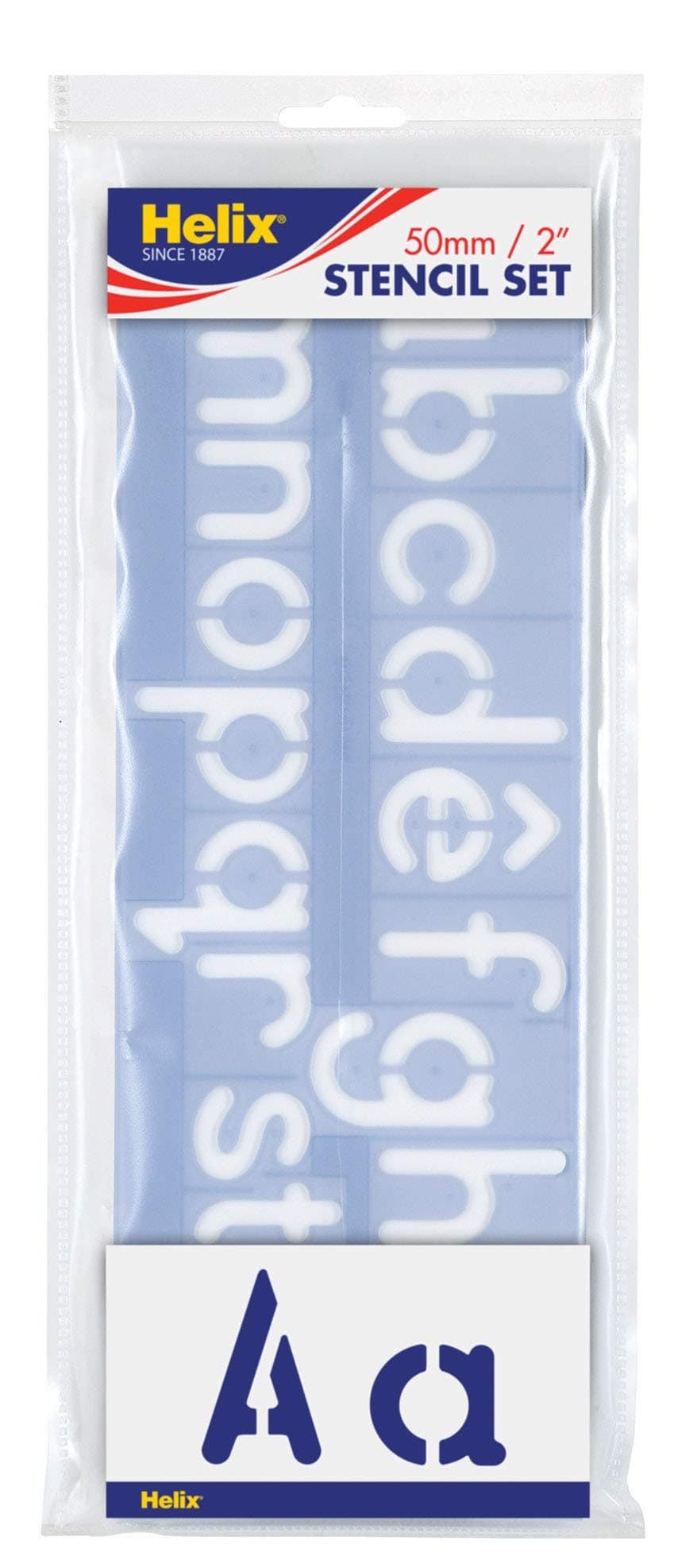 Helix 2 inch 50mm Upper and Lower Case Letter Stencil Letter Stencil Set, blue, H57010