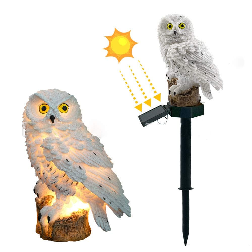 Cade Solar Light Owl Shape Light, LED Garden Lights Solar Night Lights, Powered Lawn Lamp Light for Patio, Yard, Party Decoration Solar Lights Garden Outdoor (White)