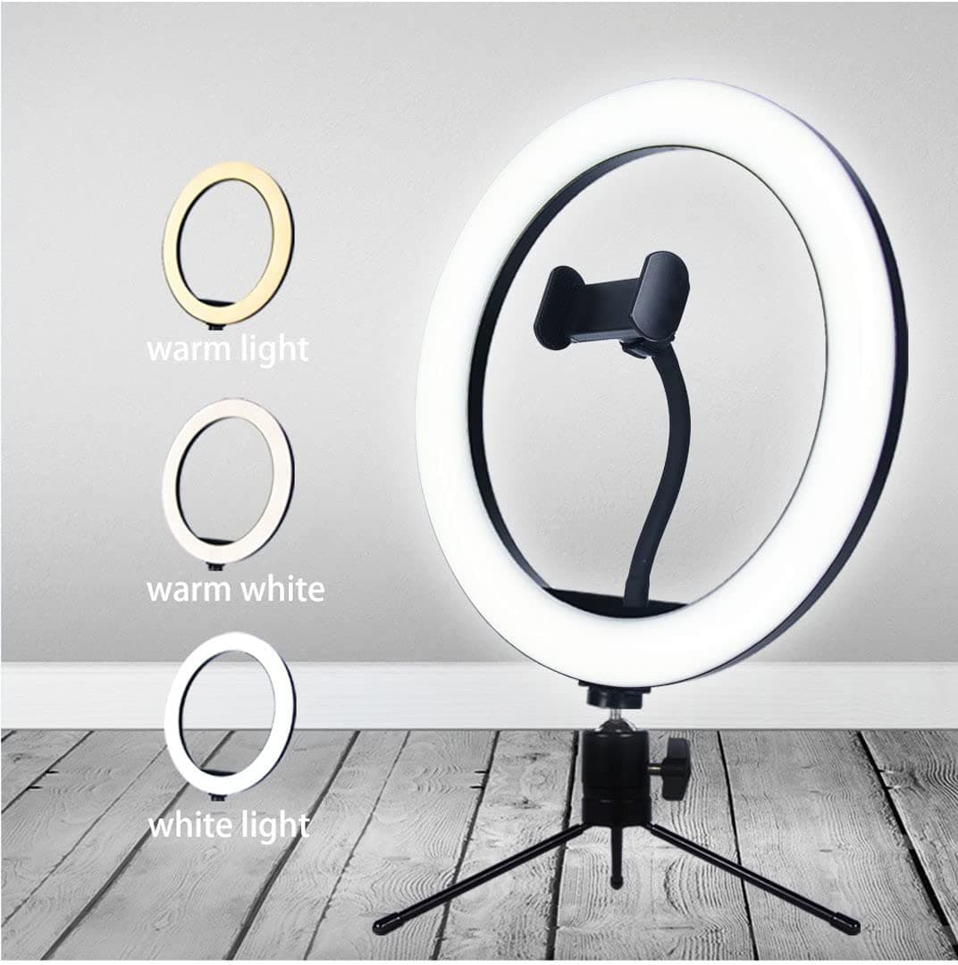 U UZAN 10 Inch Ring Light 10 Inch Ring Light Without Tripod Stand in 3 Modes Adjustable Light Dimmable Light for Smartphone with Phone Holder for YouTube TIK tok Video Live Photo Studio Make up