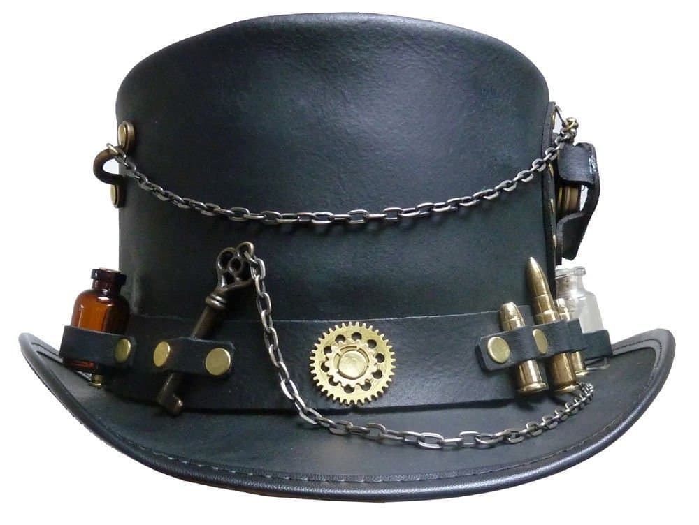 KX Brands "Timeport Leather Steampunk Top Hat