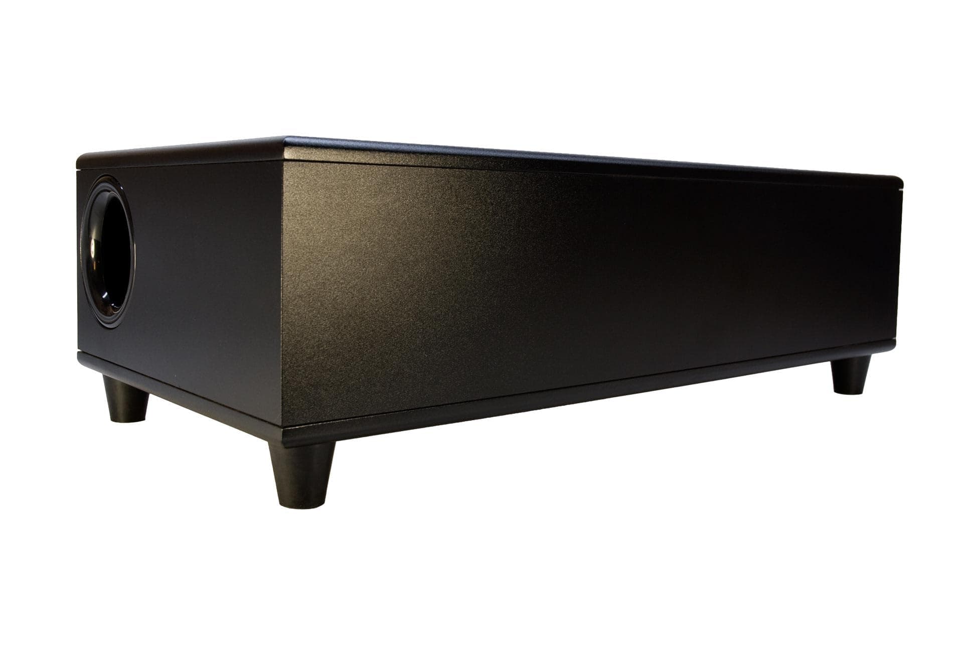 Earthquake 8" Powered Sub. Low PRofile, Ported And *Down Firing* Black Laminate Finish