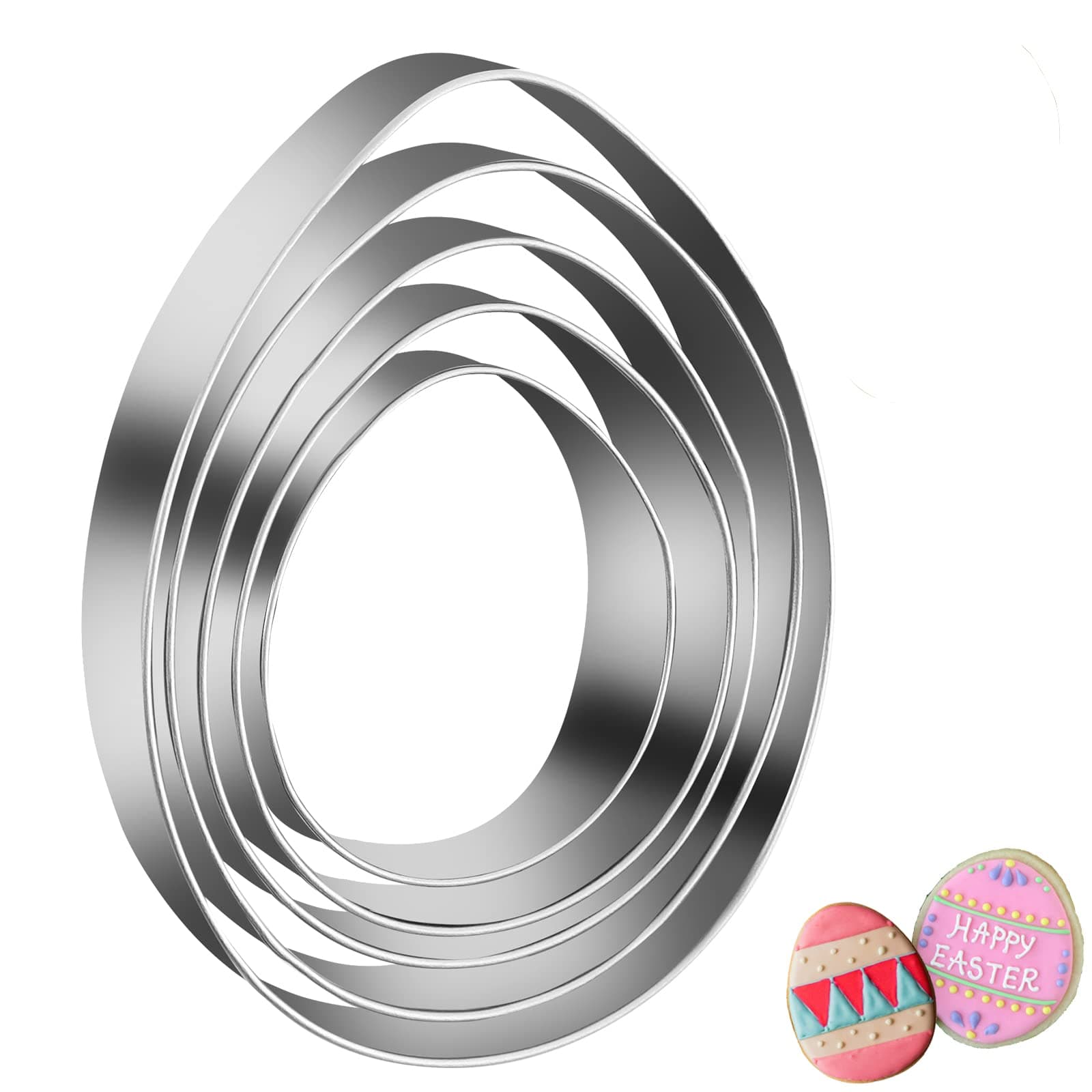 Easter Cookie Cutters Egg Biscuit for Kids DIY Lunchbox Bento Box Fruit Vegetable Sandwich Cutters for Children Boys Girls, Pack of 5