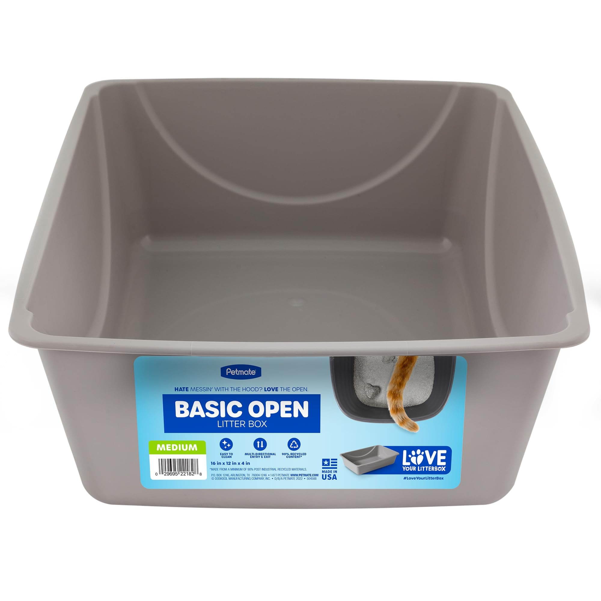 Open Cat Litter Box, Blue Mesa/Mouse Grey,M (Pack of 1), Made in USA
