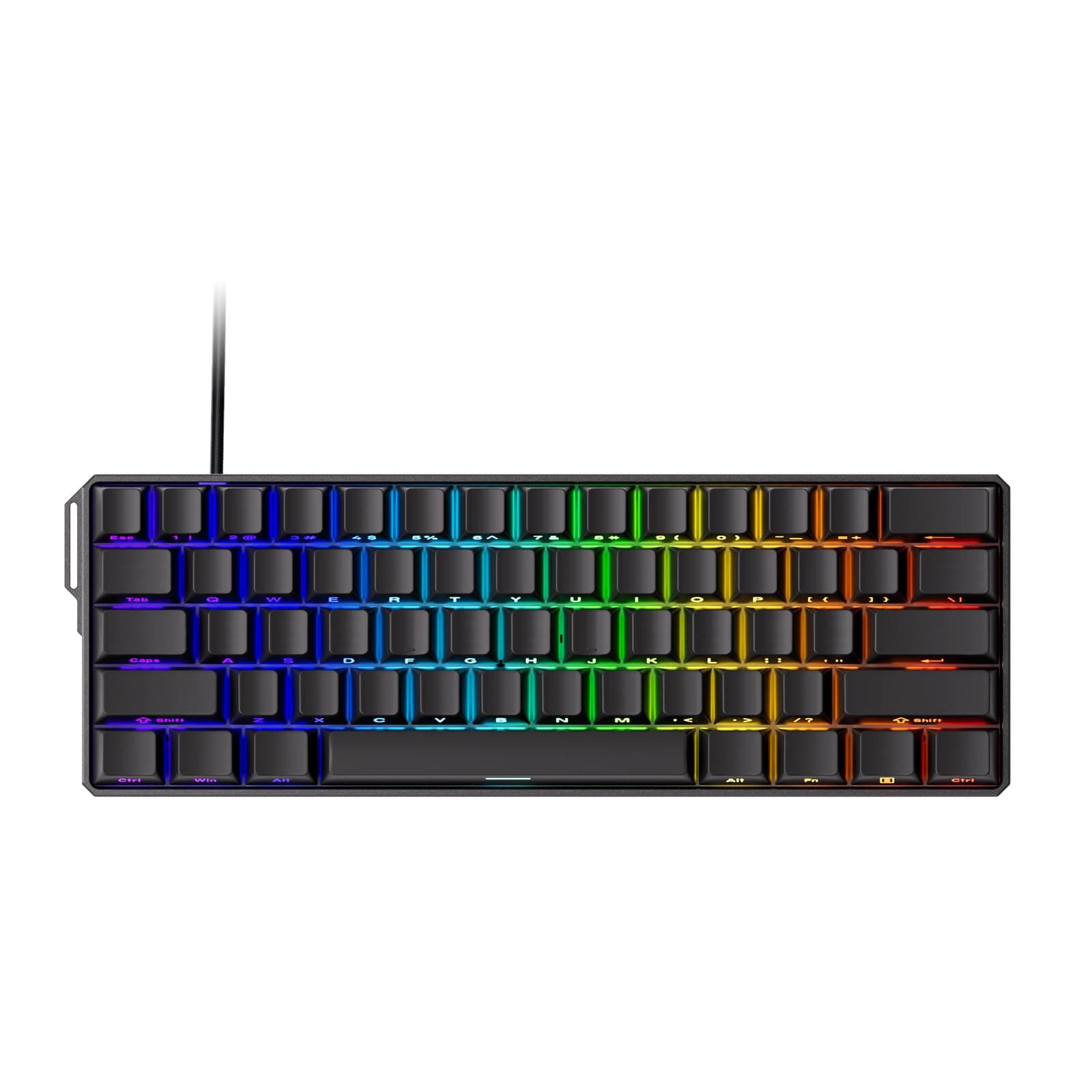FUN60 Ultra Rapid Trigger Gaming Keyboard 8k SP Magnetic Switch HE Aluminum Wired Keyboard 60% Black Shine-Through, Glare Magnetic Switch