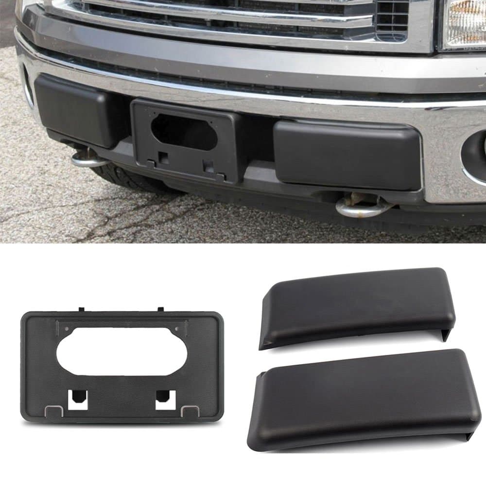 Winunite Compatible with 2009-2014 F150 Bumper Guards Pads Insert Replacements+Front Licenses Plate Frame Bracket Mounting Frame Holder(NOT Compatible with SVT and Ecoboost Models)