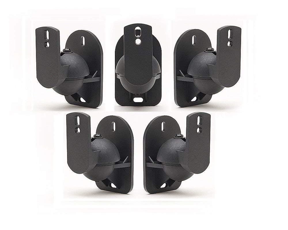 5 Pack of Black Speaker Wall Mount Brackets for Bose, Sony, Panasonic, Samsung and More