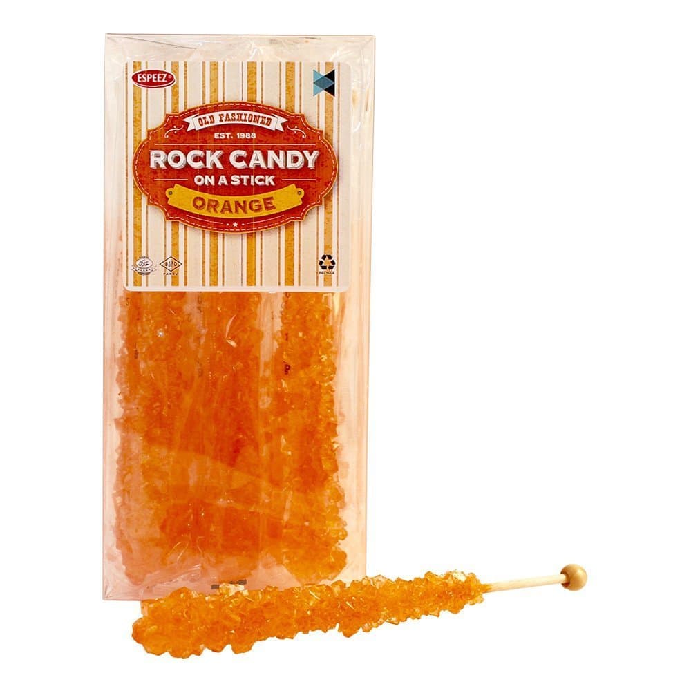 Extra Large Rock Candy Sticks: 12 Orange Rock Candy Sticks - Individually Wrapped for Party Favors, Candy Buffet, Showers, Receptions, Old Fashioned Espeez Bulk Candy on a Stick