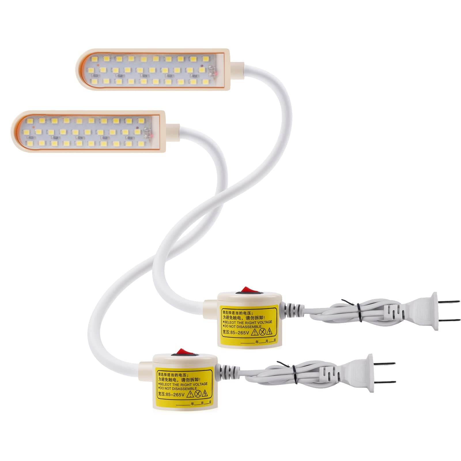 Bonlux Sewing Machine Light, 30 LEDs Flexible Gooseneck Work Light with Magnetic Mounting Base, 6W Portable Work Lamp for Workbench Lathe Drill Presses, Daylight 6000K (2-Pack)