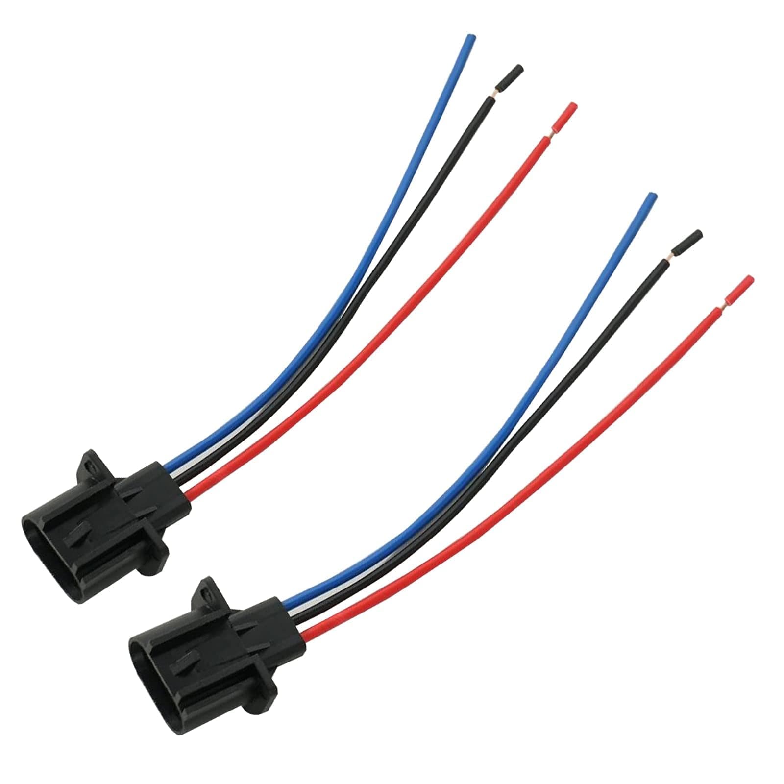 RED WOLF 9008 H13 Socket 3 PIN Male Wiring Socket H13LL Headlight Adapter Universal Fit for Ford Chevy Jeep Dodge Nissan Head Bulb Fog Light Wire Harness Headlamp Pigtail Connector 2 PCS