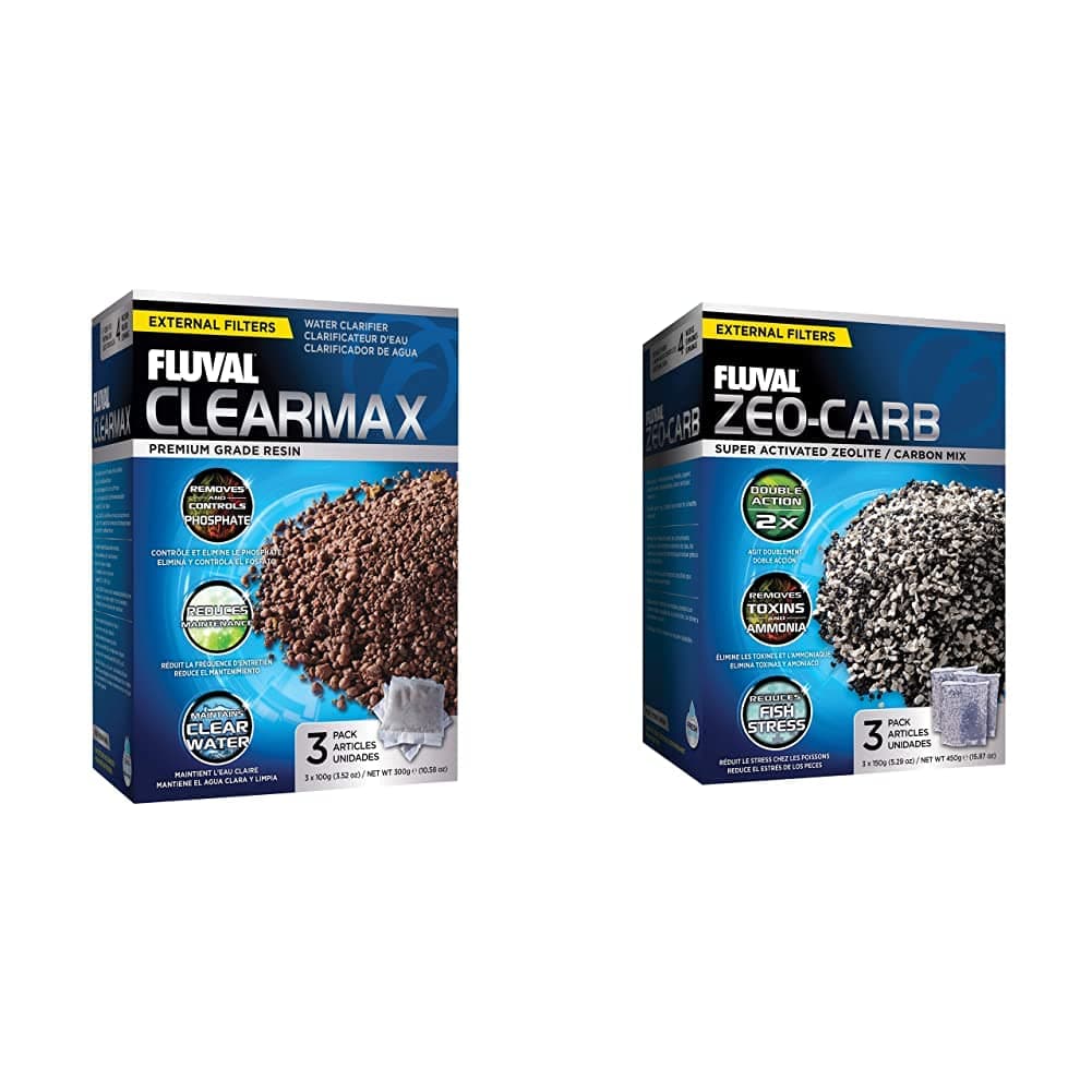 Aquarium Filter Media Replacement Bundle, 3-Pack ClearMax Phosphate Remover and Zeo-Carb