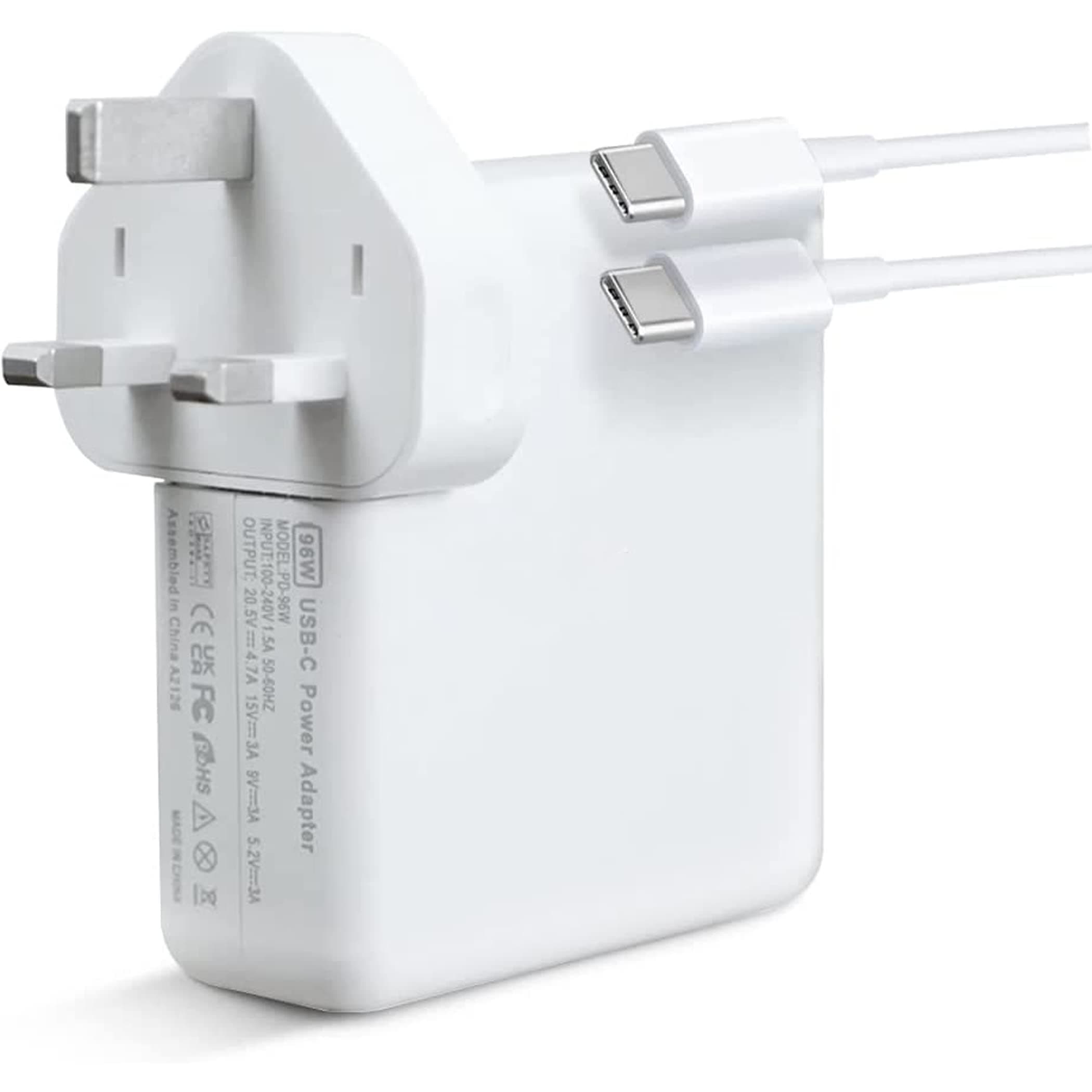 96W Type C Macbook Pro-Air Fast Replacement Charger, Power Adapter Compatible with 13, 14, 15, 16 Inch 2016/17/18/19/20 Model Laptops, Tabs & Smartphones, Thunderbolt Charger with 6ft USB C Cable