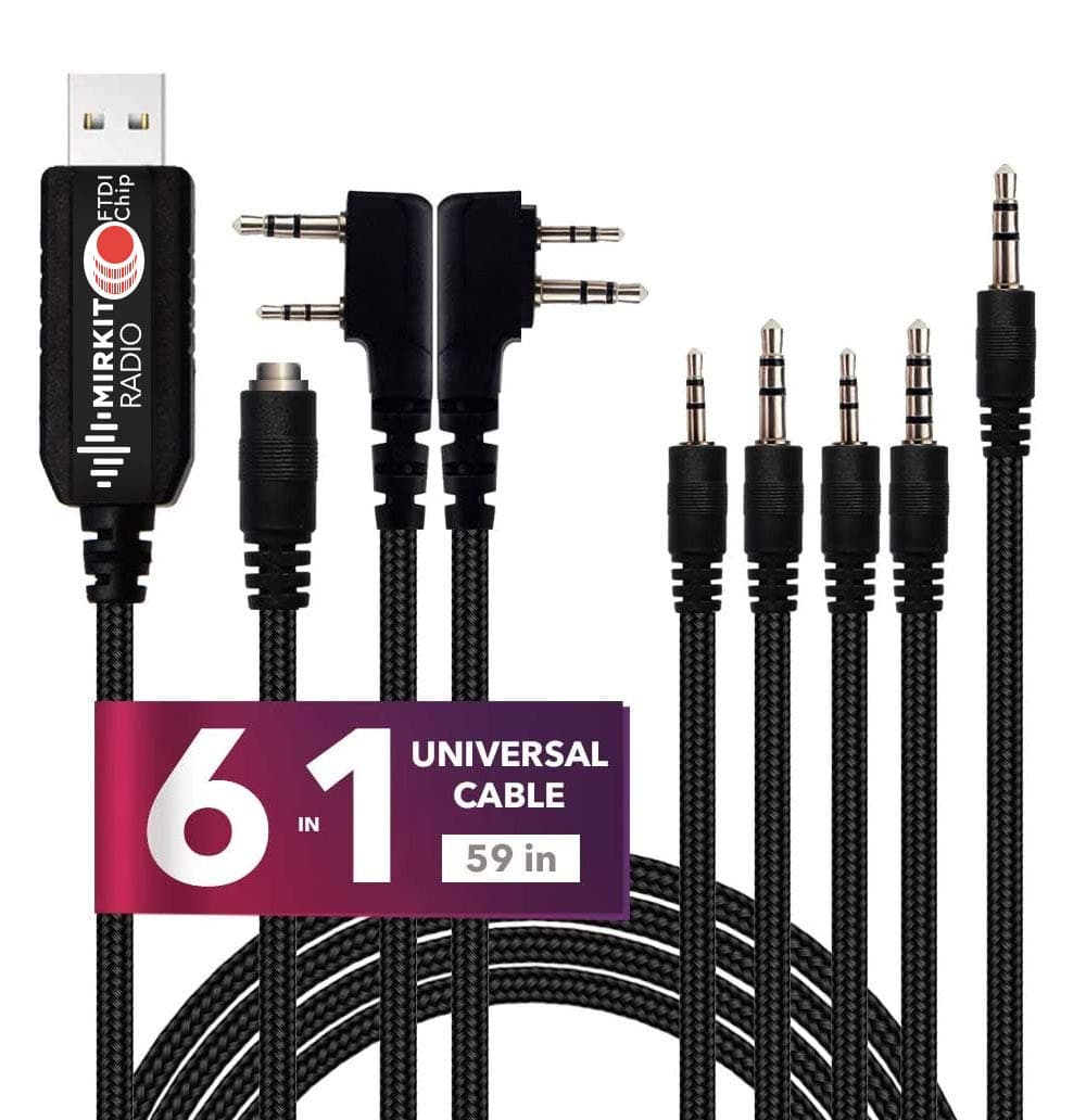 FTDI USB Programming Cable 6 in 1 Model 5 (59 inches Extended Length) for Flashing Ham Radios Compatible with Baofeng Radio, Motorola, Kenwood, HYT, ICOM, Yaesu, Vertex