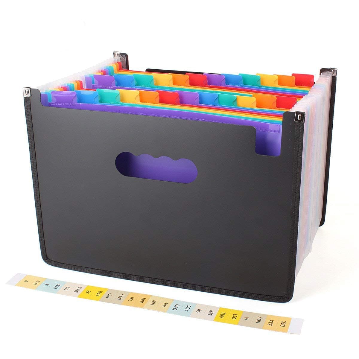 24 Pocket Large Capacity Expandable Plastic Folders/Multicolor Folders/A4 Accordion File Manager/Business Folders Organizer Office File Organizer Bag