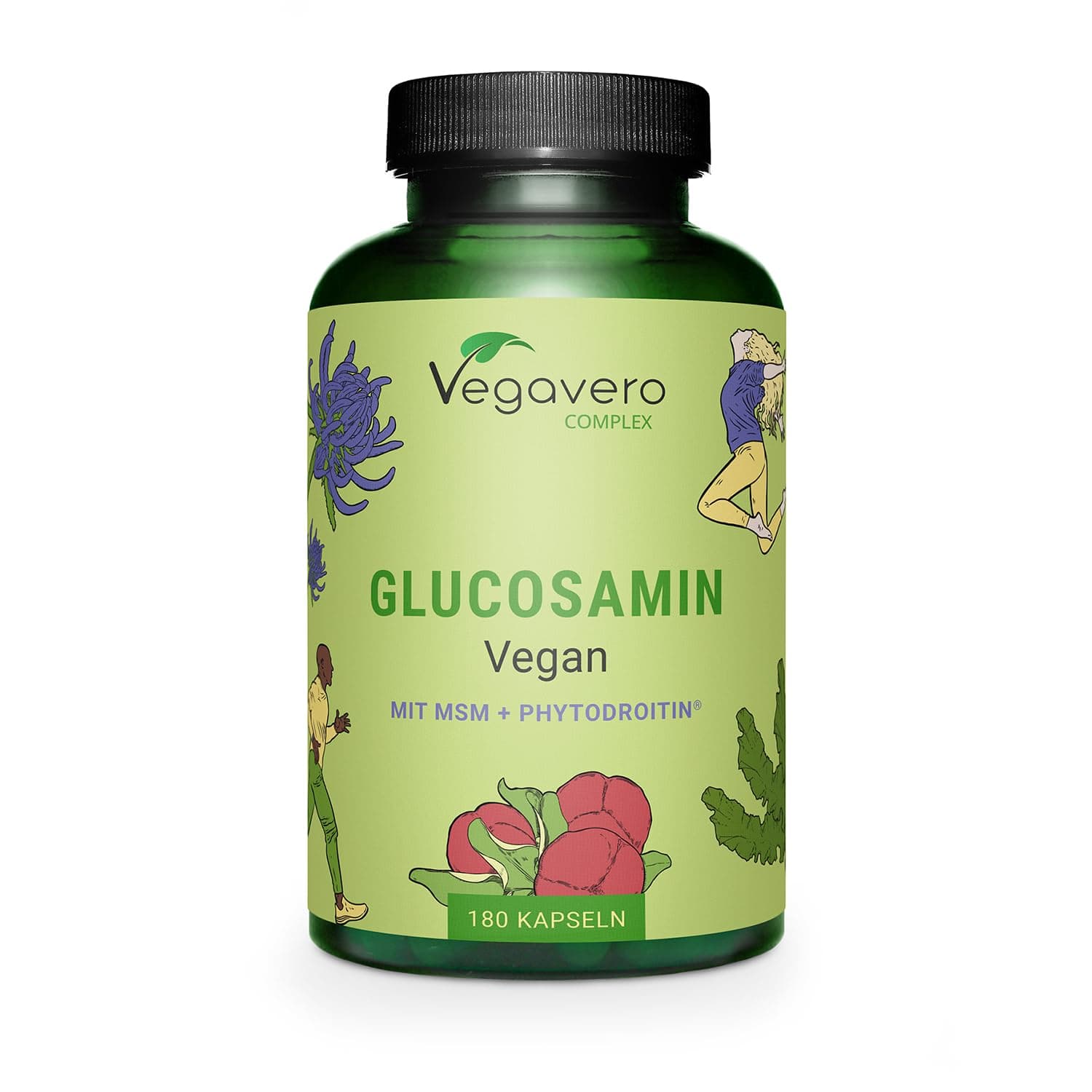 Vegan Glucosamine Complex | with Chondroitin, MSM, Devil's Claw and VIT C | NO Additives, Lab-Tested | Joint Pain Relief | 180 Capsules