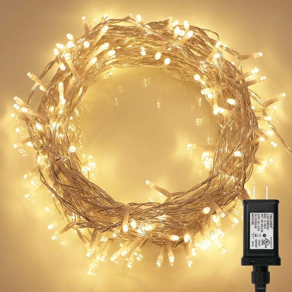 koopower65ft 200 LED Indoor String Lights with Remote and Timer, Plug-in 8 Modes Dimmable Fairy Lights for Bedroom Wedding Party Christmas Lights in Warm White