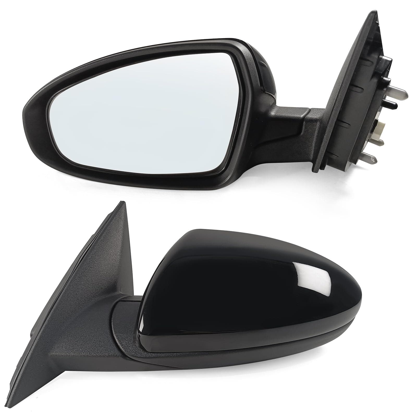 Left Driver Side Mirror Assembly Fits 2019 2020 2021 2022 2023 2024 KIA Forte With Power Glass Without Heated Turn Signal and Blind Spot Detection Match to Black (3Pins)