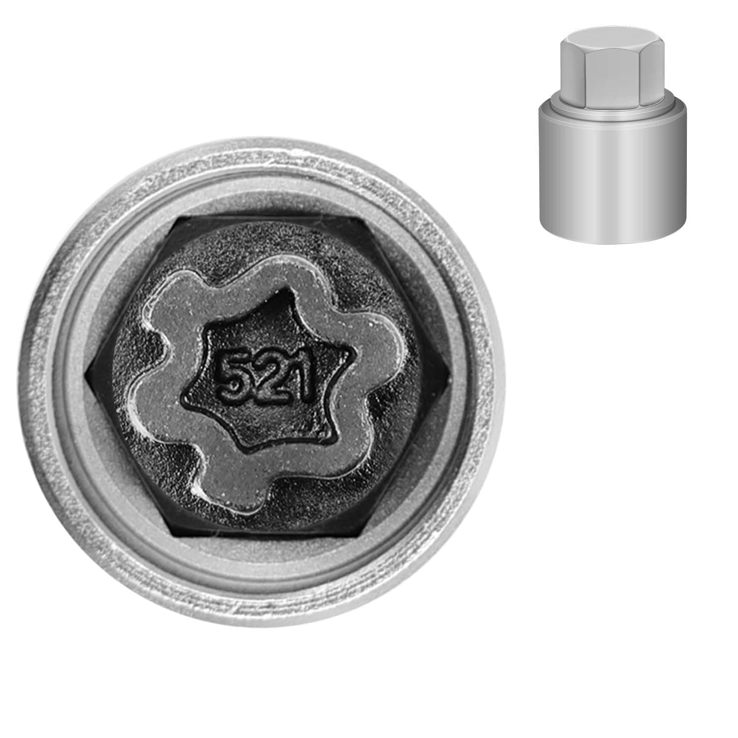 521 Wheel Locking Nut Key Compatible with VW VAG Volkswagen, (Socket OD 28mm - ID 25mm), Wheel Lock Nut Socket Adapter, Anti-Theft Lug Nut Removal Tool, Anti-Theft Screw Remover