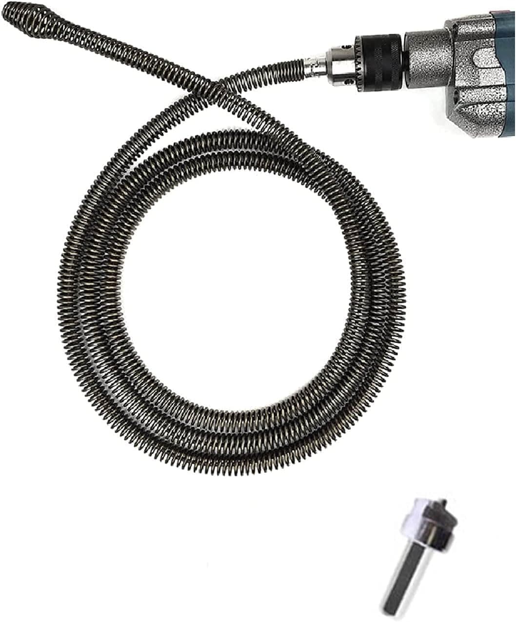 Spring Sewer Dredging Tool, Clog Remover Snake Drain with Drill Adapter, Spring Pipe Dredging Tools Drain Hose Cleaner Sticks Cleaner, for Kitchen Sink Bathroom Tub Toilet Clogged (3m)