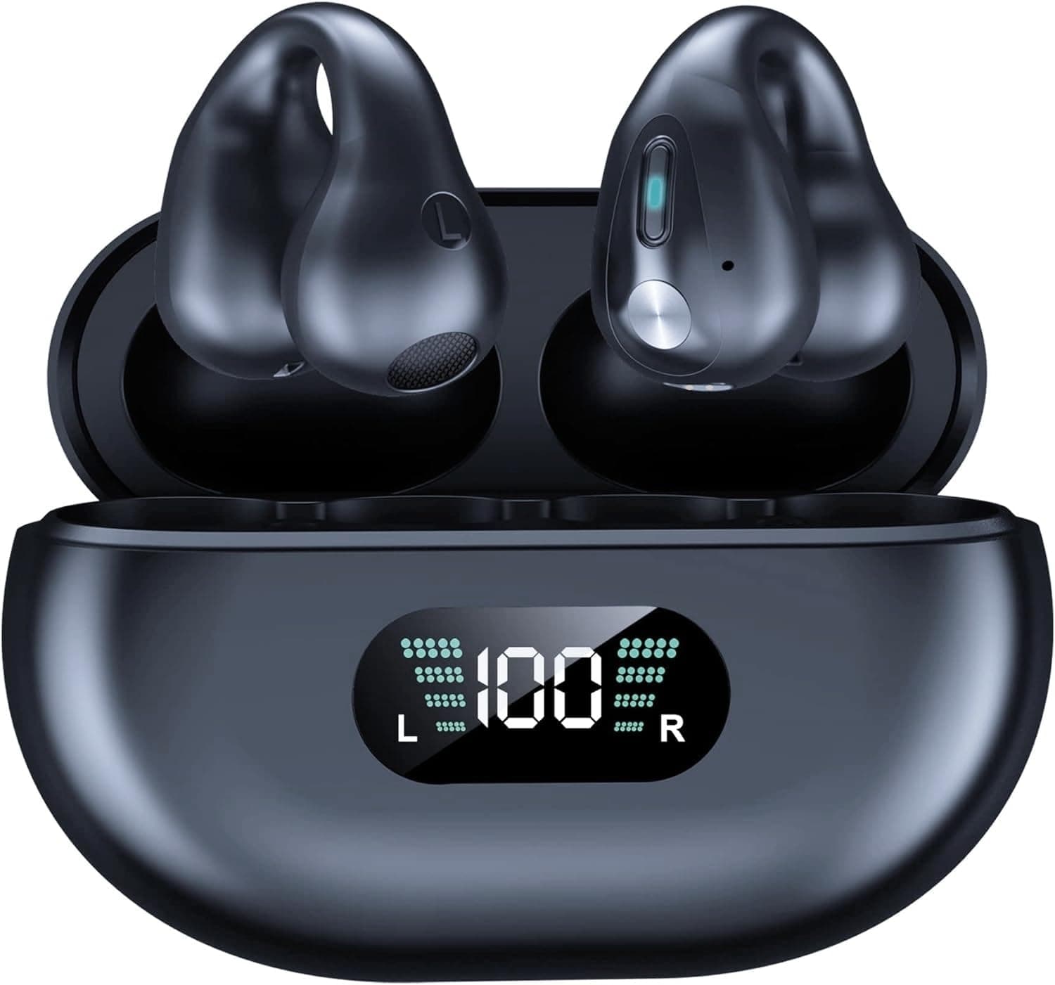 Hulaed Wireless Earbuds Mini Bone Conduction Headphones Waterproof Bluetooth Open Ear Earbuds Cycling Noise Canceling Sports Bluetooth 5.3 Ear Clip Earphones