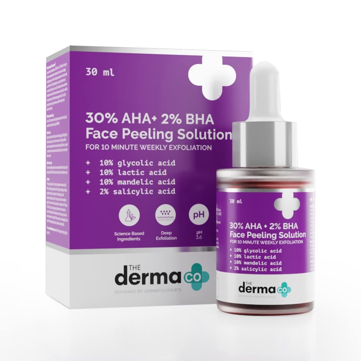 30% AHA + 2% BHA Pee-ling Solution | Multi-Purpose Formula for Clogged Pores, Acne Marks & Aging Skin | 10 Min Deep Exfoliation | 1.01 Fl Oz/30ml