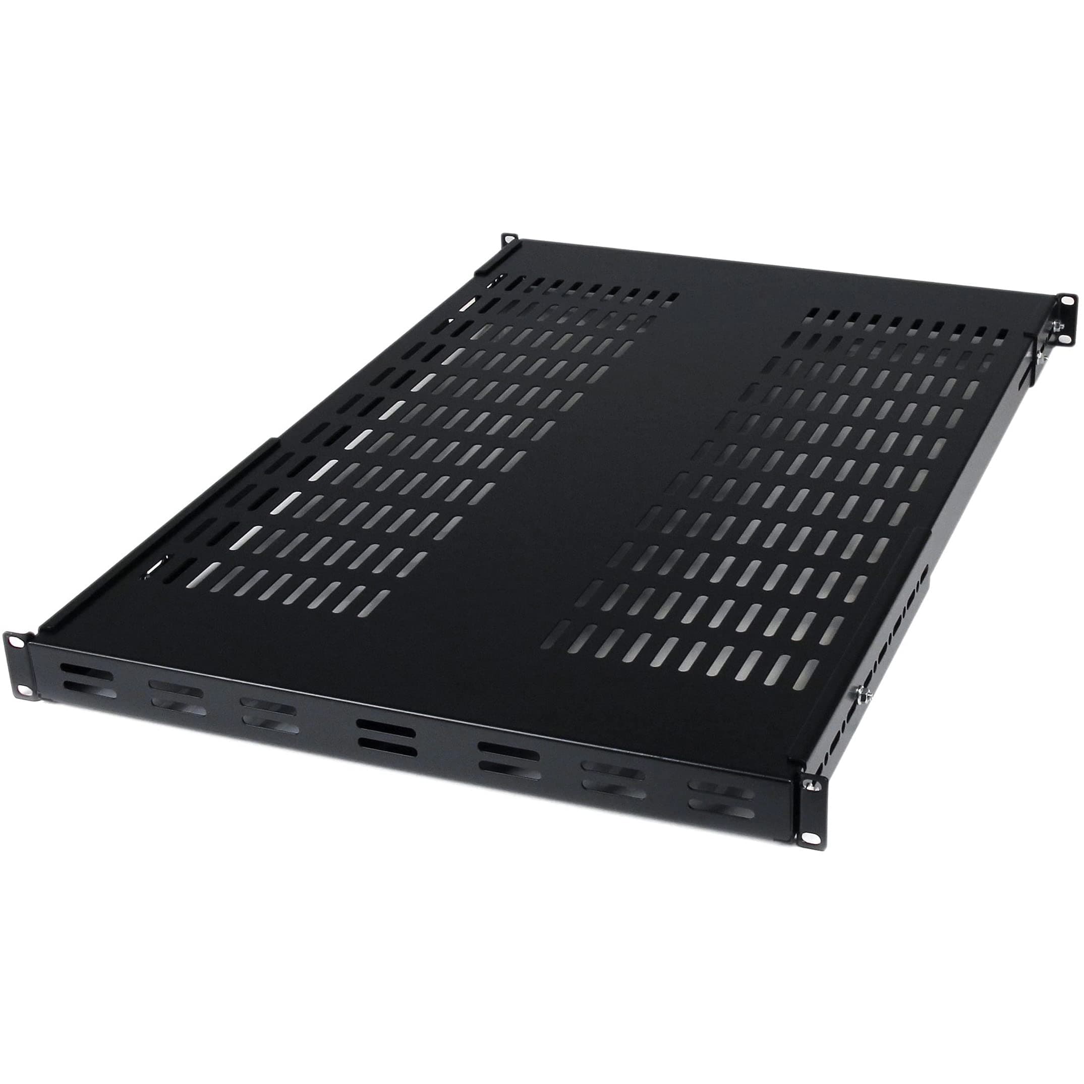 StarTech.com 1U Adjustable Vented Server Rack Mount Shelf - 175lbs - 19.5 to 38in Adjustable Mounting Depth Universal Tray for 19" AV/ Network Equipment Rack - 27.5in Deep , TAA (ADJSHELF)