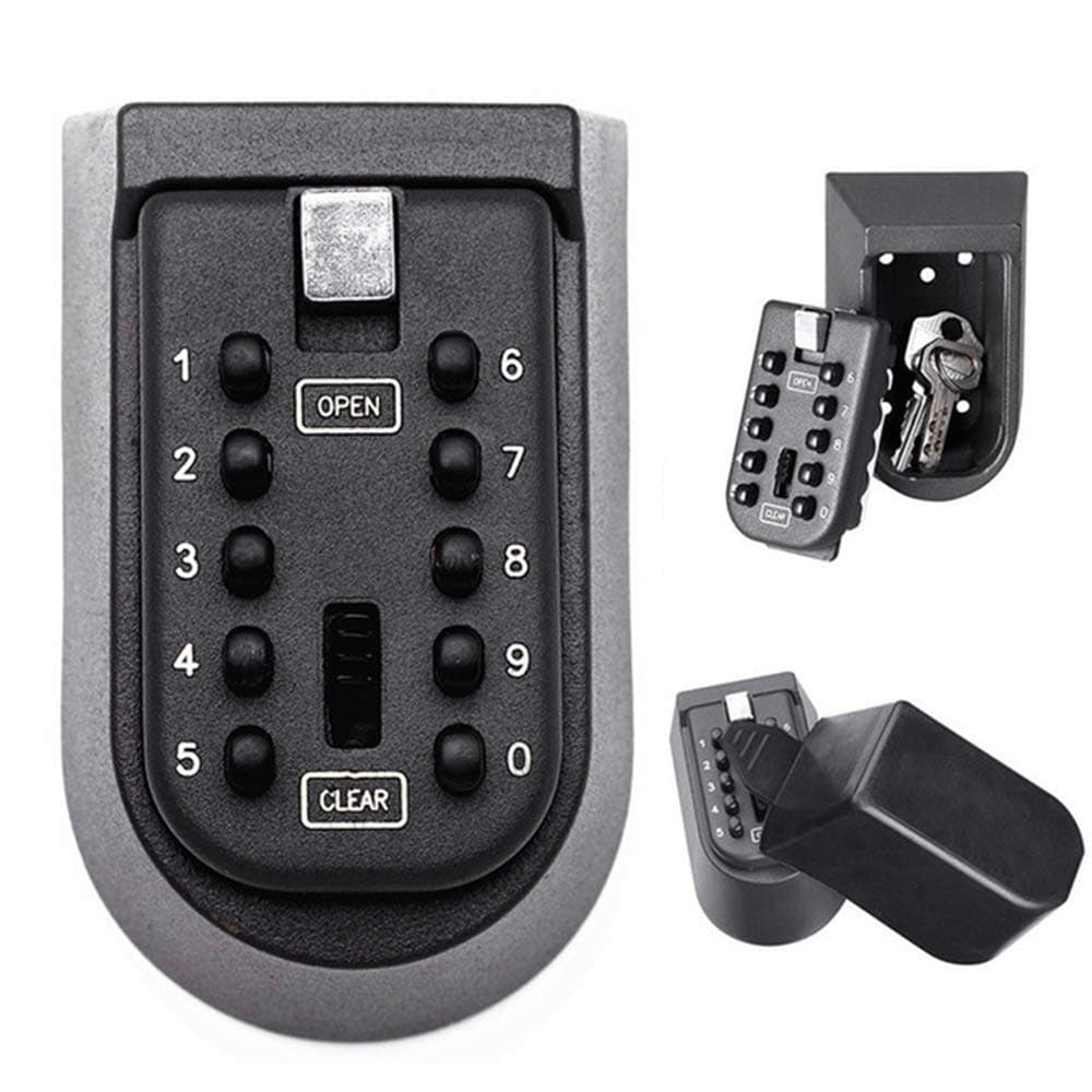 Dynasty Quality Outdoor Key Safe : Wall Mounted : Combination Code : Push Button Keys Lock with Cover : 13 x 7 x 7 cm