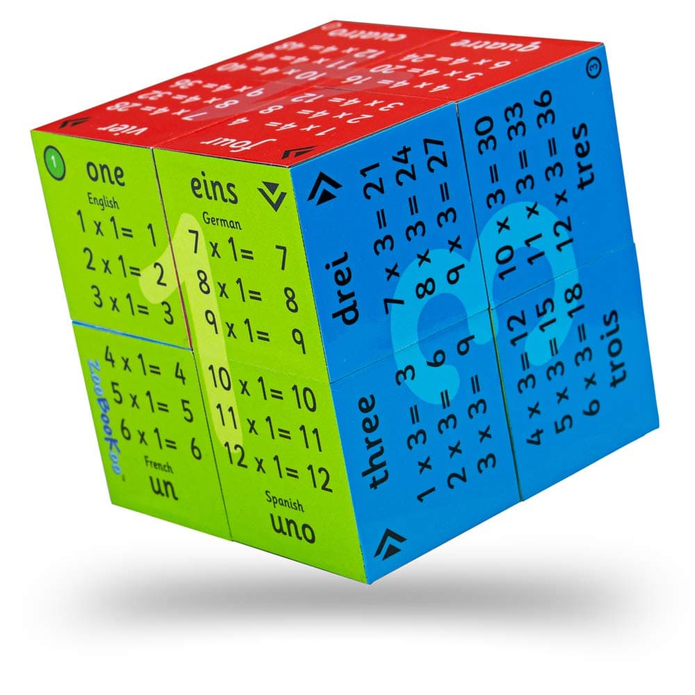 ZooBooKoo Educational Multiplication Tables 1-12 Cube Book