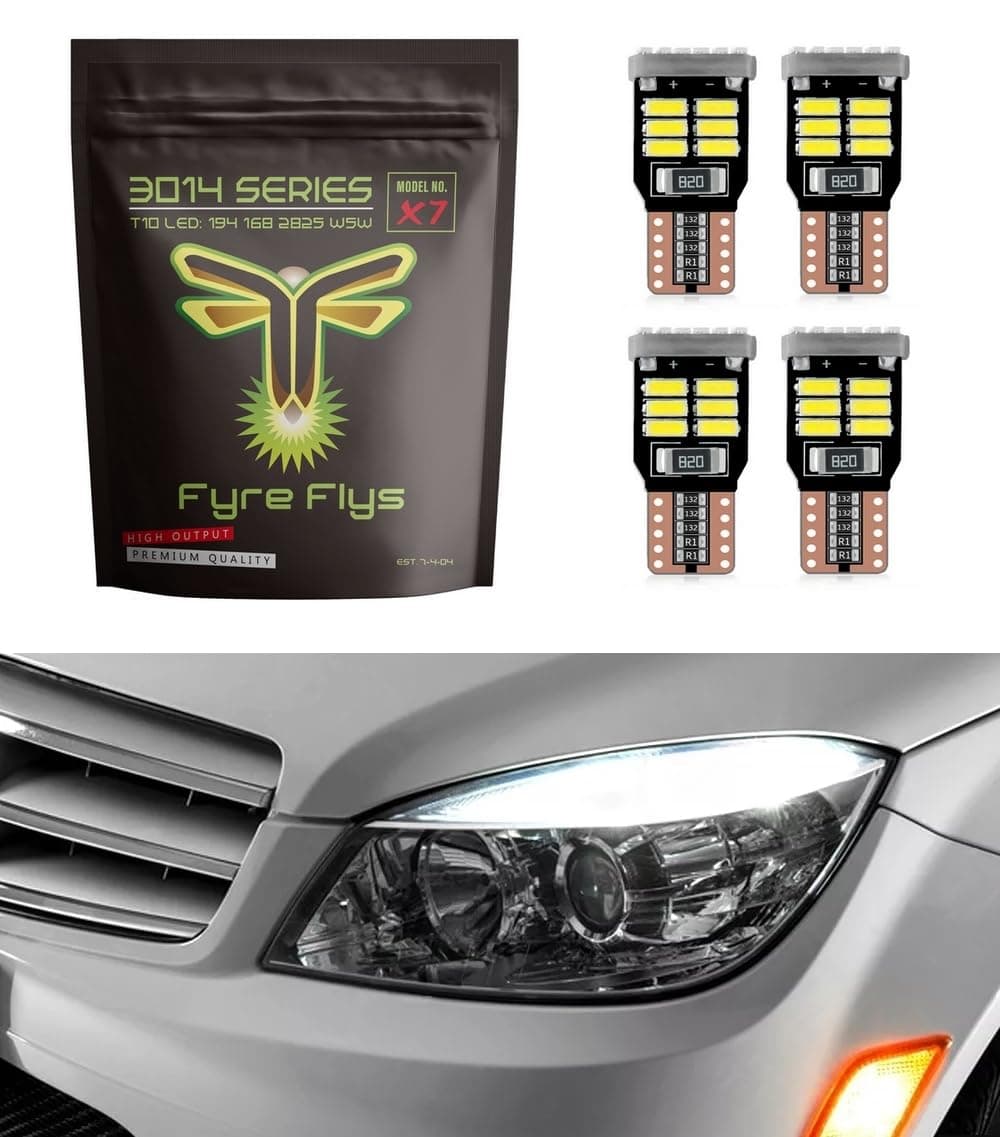 Fyre Flys 4x Error Free LED Eyebrow Eyelid Light Bulbs For Mercedes Benz W204 C300 C350, White