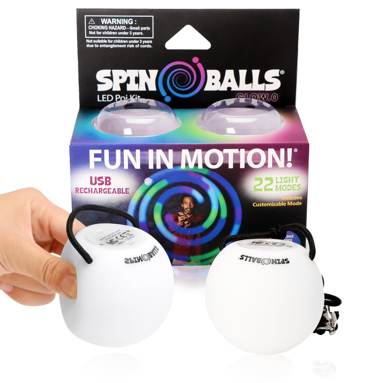 LED Poi - Spin-ballS brand Spin-lightS (Pair)