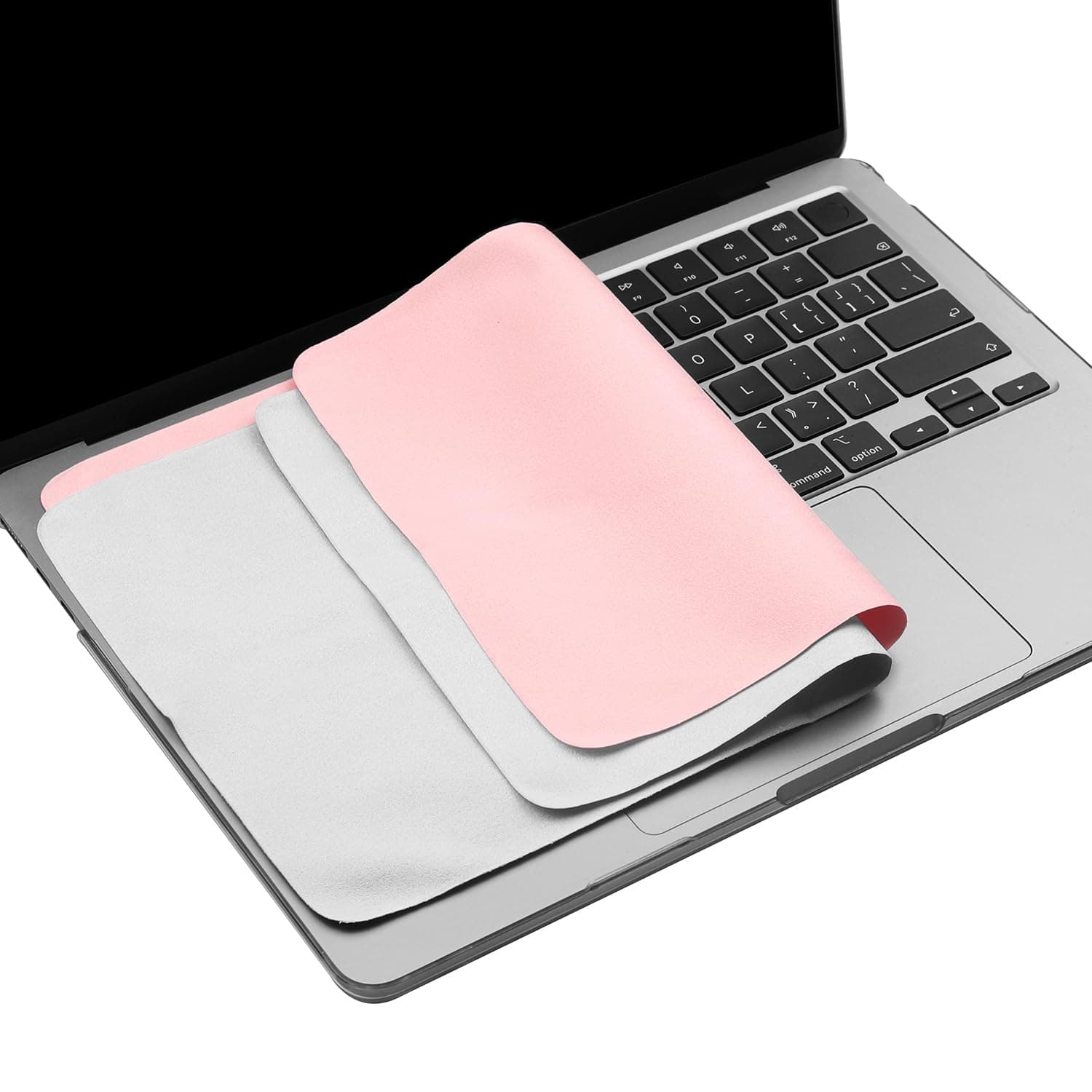 MUBUY-GOL 2 Pack Microfiber Liner Cleaning Cloth 13" with Screen Keyboard Imprint Protection, Laptop Keyboard Protector Compatible with MacBook Pro/AIR 13" and MacBook Pro 14"-(Grey+Pink)