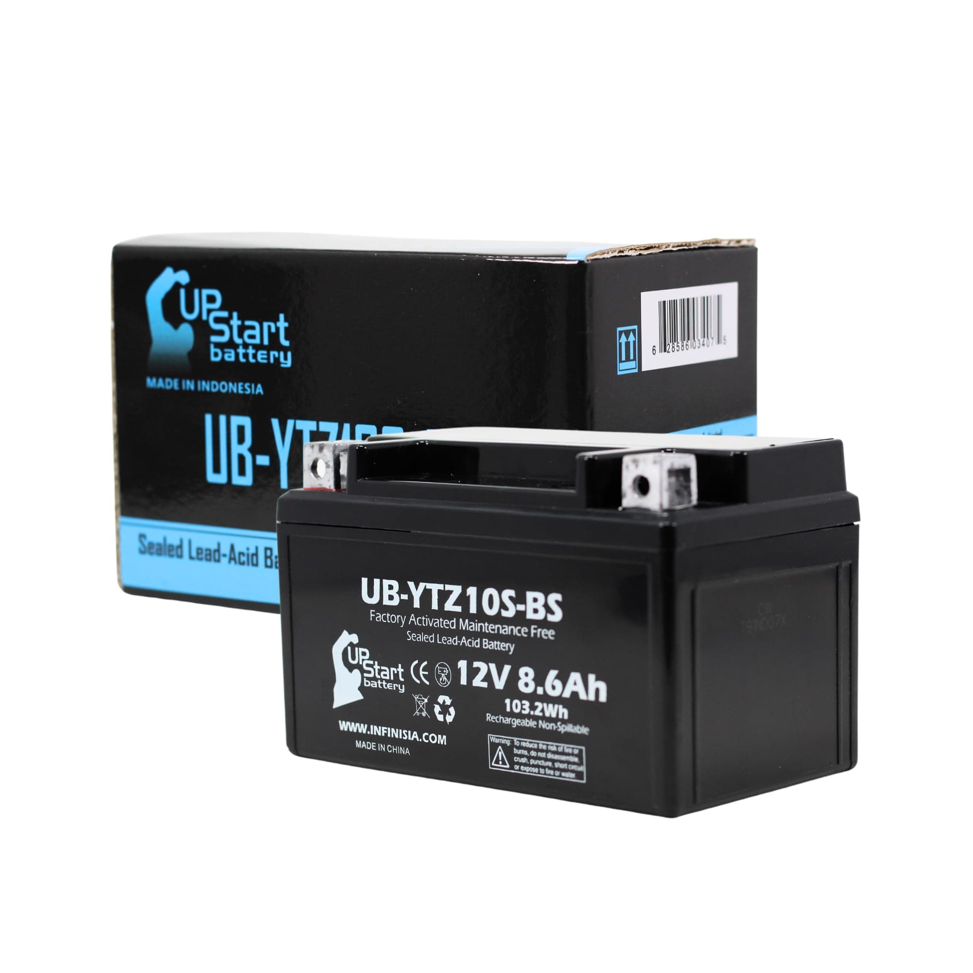 Replacement for 2005 Yamaha YZF-R1 1000CC Factory Activated, Maintenance Free, Motorcycle Battery - 12V, 8.6Ah, UB-YTZ10S-BS