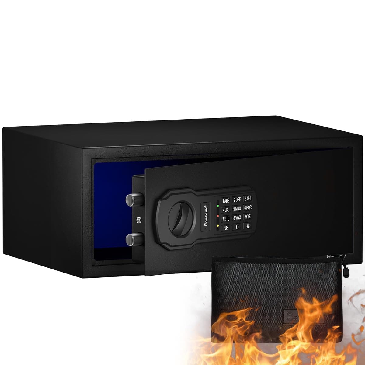 Fire Resistant Safe Box with Fireproof Waterproof Bag and Sensor Light,0.7 Cubic Feet Money Safe with Emergency External Power Supply,Electronic Digital Security Safe