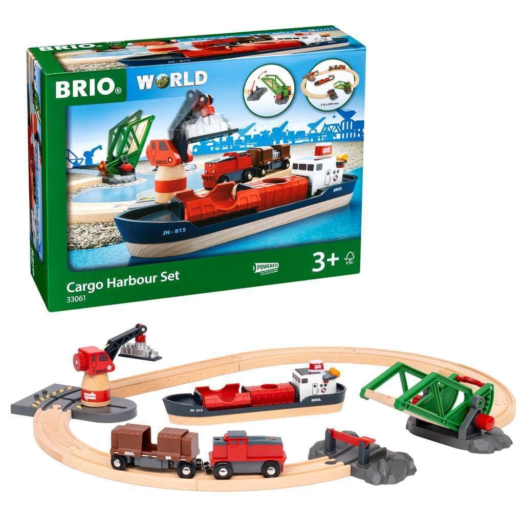 World - 33061 Cargo Harbor Set | 16-Piece Train Set with Accessories Wooden Tracks | Ideal Gift for Kids Aged 3+ | Certified Sustainable Materials