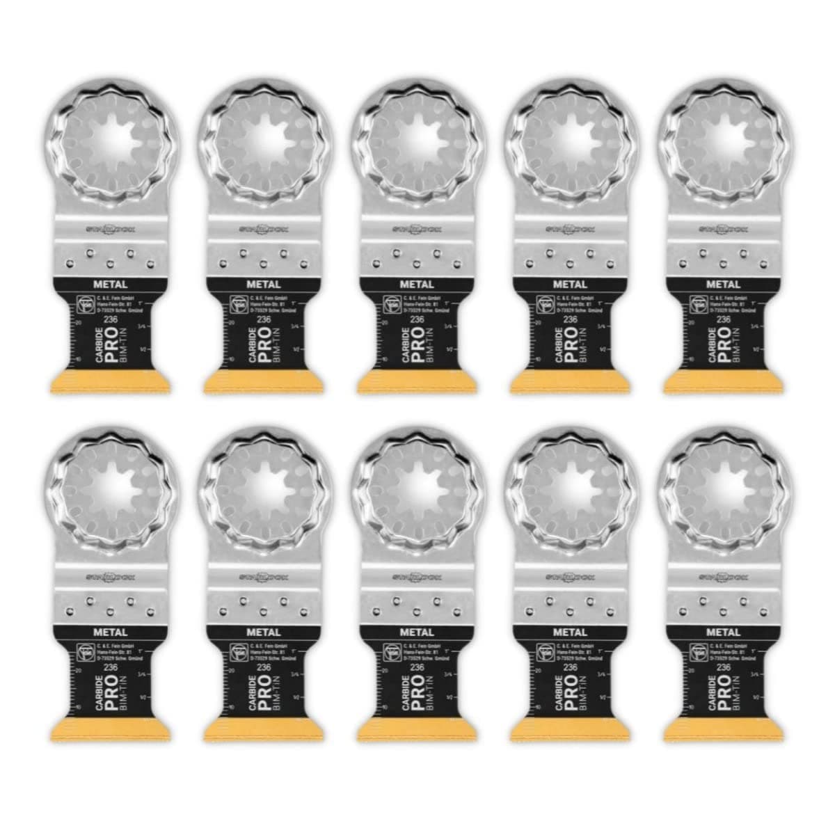 Starlock E-Cut Carbide Pro Saw Blade - Precision Cutting for Hard Metals, Tempered Screws and Abrasive Materials, TiN Coated, 1-1/4" Width, 1-5/8" Length, 10-Pack - 63502236290