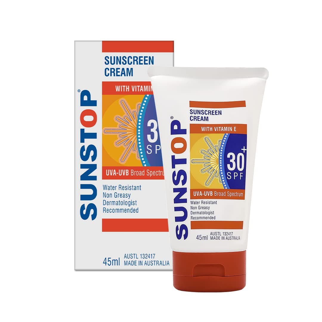 SPF30 Sunscreen Cream with Vitamin E, Broad-Spectrum UVA/UVB Protection, 4 Hours Water-Resistant, Non-Greasy & Non-Comedogenic, 45ml (1.5 fl oz) Facial Sunscreen