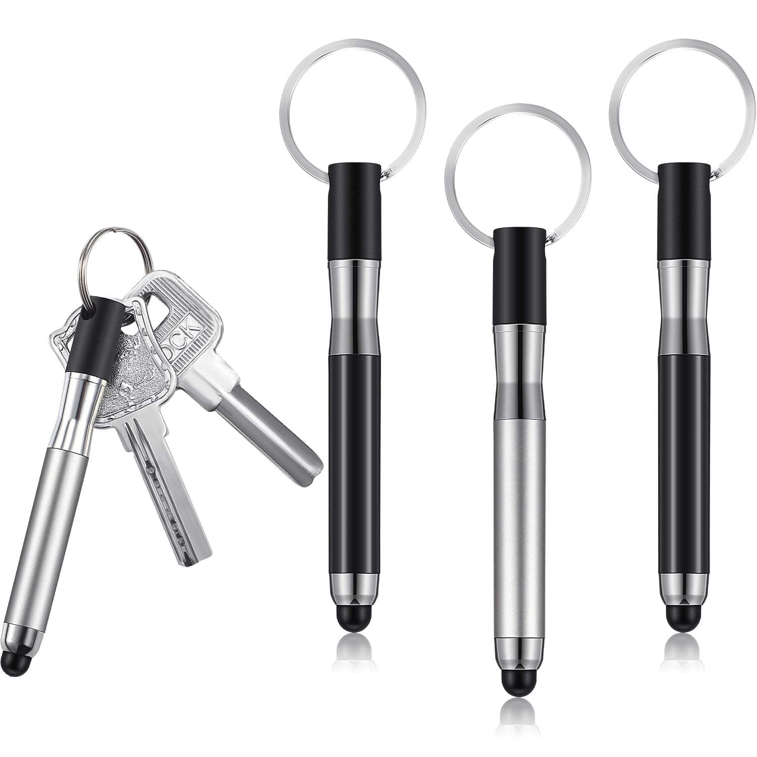 Outus 4-Piece Mini Stylus Pens with Keyring Loop, 3-in-1 Accessory Bullet Capacitive Stylus Pens for Tablet, Smartphone, Laptop