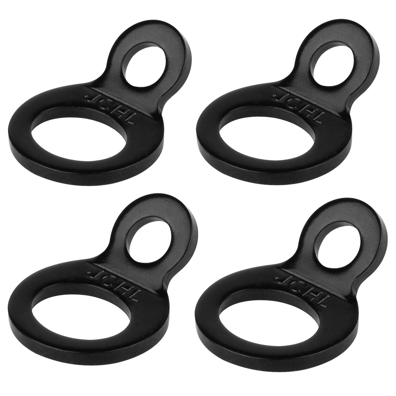 Multi-Purpose Tie Down Strap Rings Stainless Steel Tie-Down Anchors Hooks for Mounting in The Garage, Work Shop, Truck, Trailer, Golf Cart, Fence Black (4-Pack)