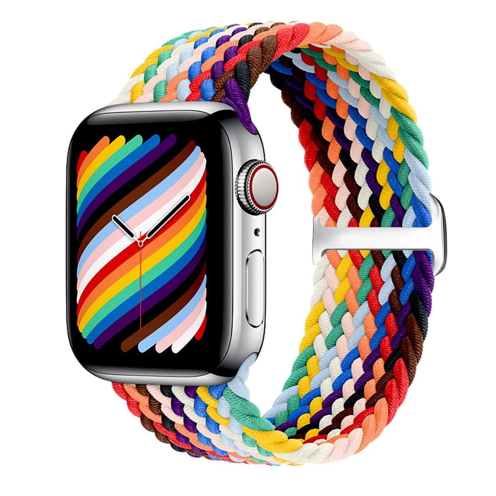 Braided Solo Loop Strap Compatible for Apple Watch Band 41mm 38mm 40mm 42mm 44mm 45mm, No Clasp or Buckles Nylon Sport Elastic Replacement Wrist Band for Men Women for iWatch Series 7/6/se/5/4/3/2/1