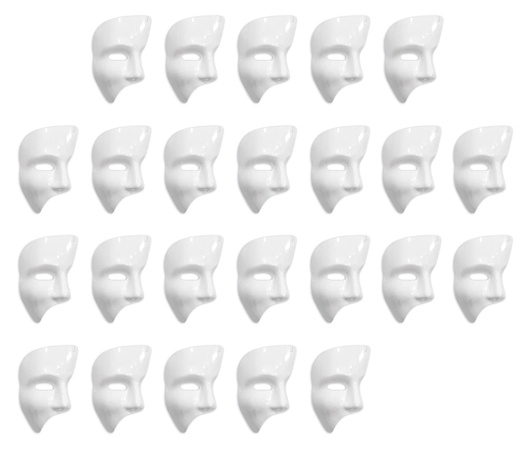Beistle 24-Pack Phantom Mask, White Halloween Costume Accessory for Masquerade with Elastic, Phantom Face Covering for Parties & Gatherings, One Size
