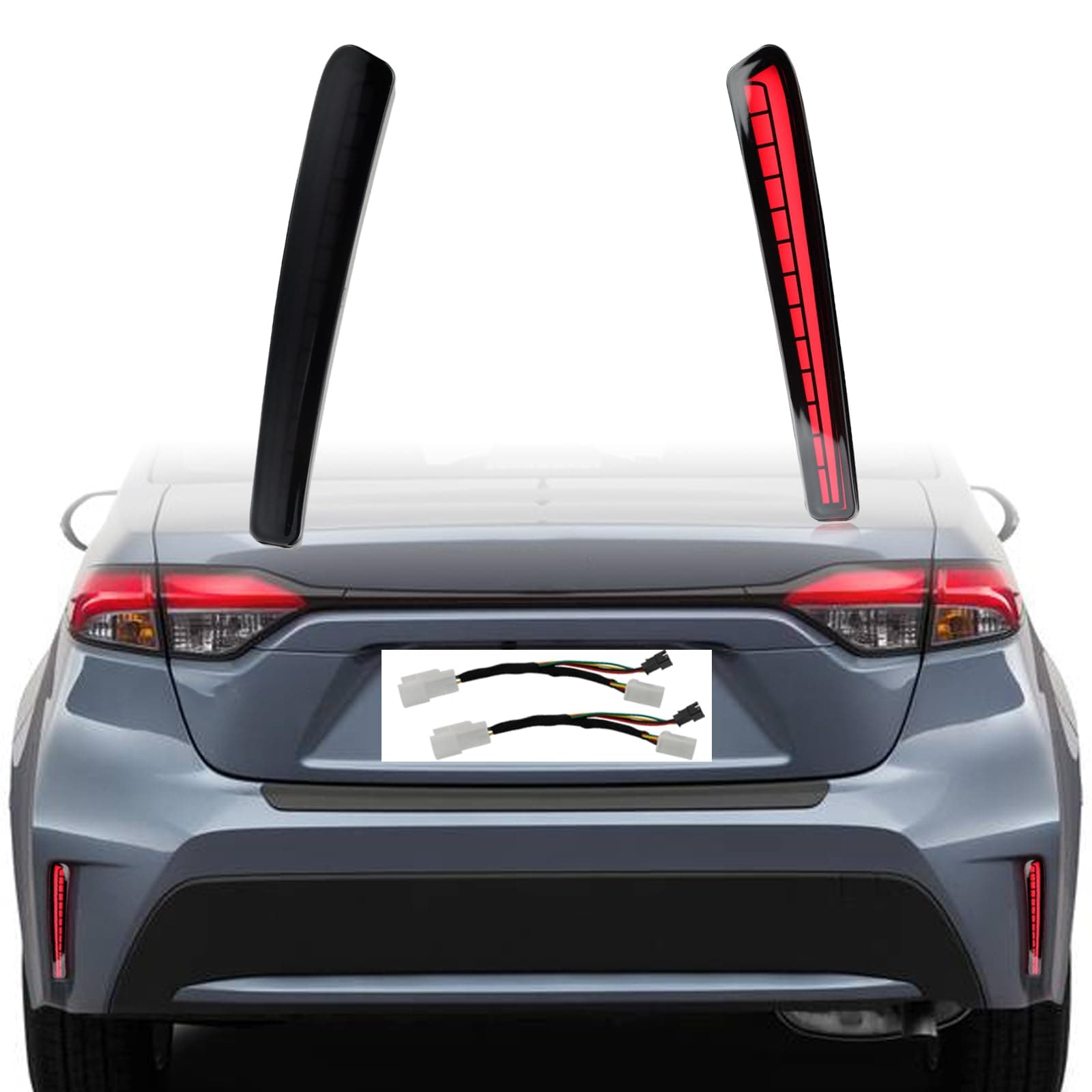 LED Rear Bumper Brake Light Kit Daytime Running Light Dynamic Sequential Turn Signal Lamps Fit for Toyota Corolla L LE XLE 2021-2023 Accessories (Smoke)