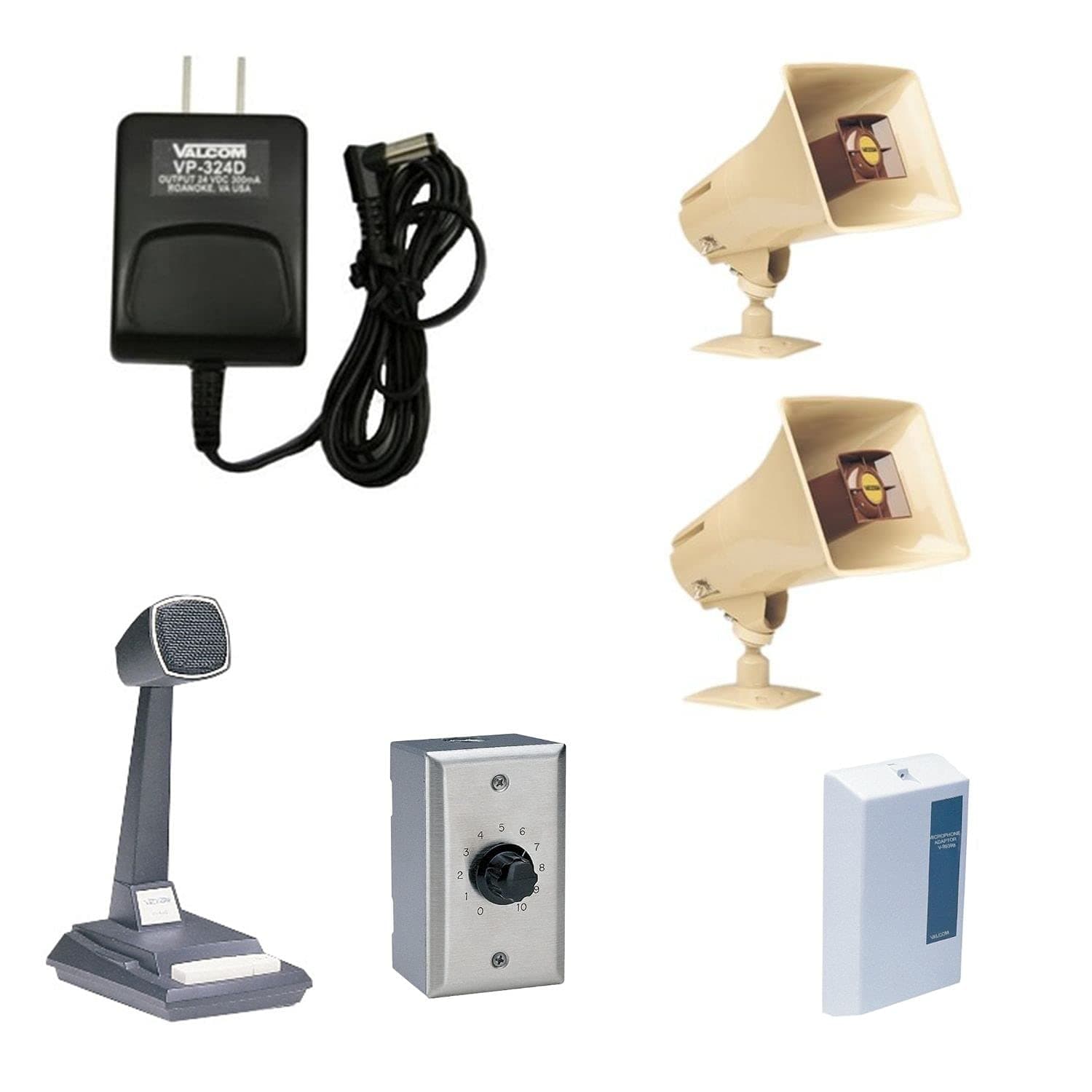 Valcom 2 Horn Speaker Paging PA System Kit (Industrial Grade)