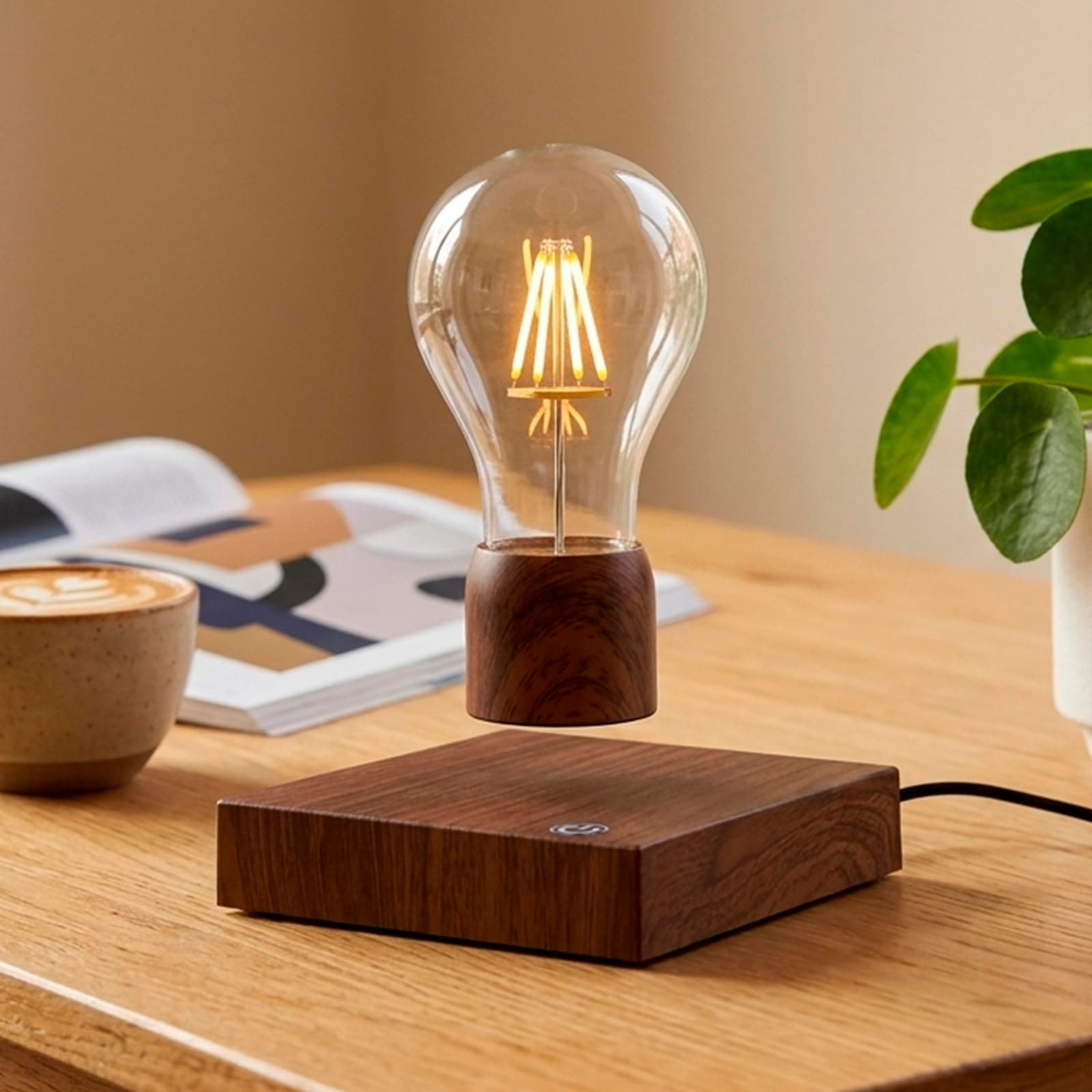 Magnetic Levitating Floating Wireless LED Light Bulb Desk Lamp for Unique Gifts, Room Night Light, Home Office Decor Tech Toys